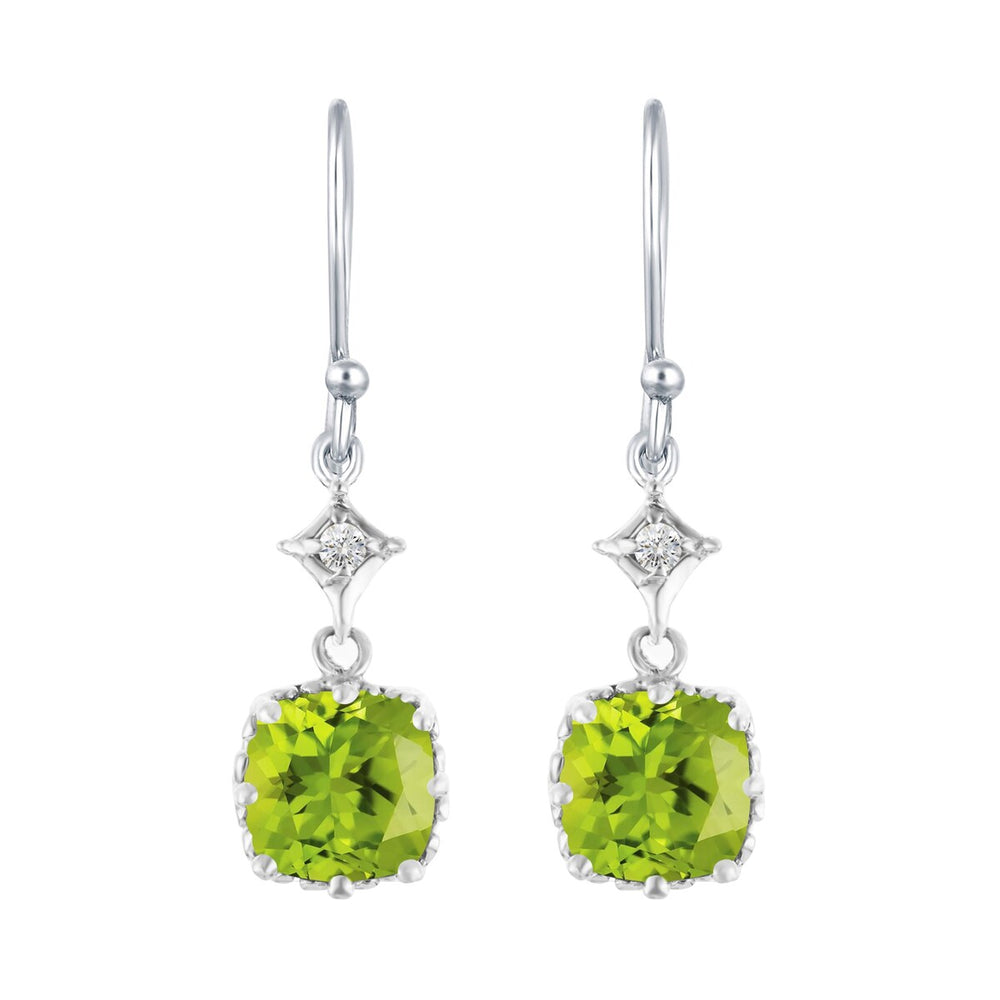 Dangling Earring in Sterling Silver 4.30Ct Natural Peridot and White Topaz