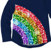 Dark Blue Glitter Rainbow Print Hooded Top