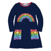 Dark Blue Glitter Rainbow Print Pocket Dress