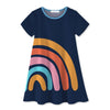 Dark Blue Rainbow Print Shift Dress