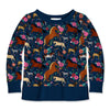 Dark Blue & Pink Floral Horse Print Long Sleeve Top