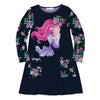 Dark Navy & Pink Floral Mermaid Print Pocket Dress