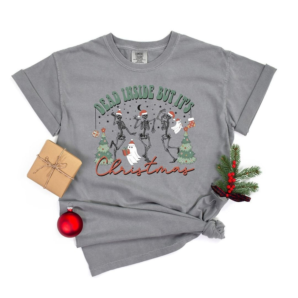 Dead Inside Christmas Skeleton Garment Dyed Tee