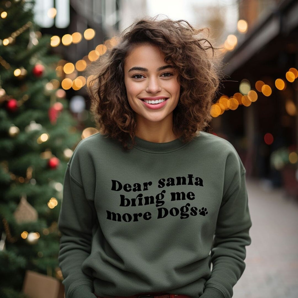 Dear Santa Bring Me More Dogs Wavy Graphic Sweatshirt