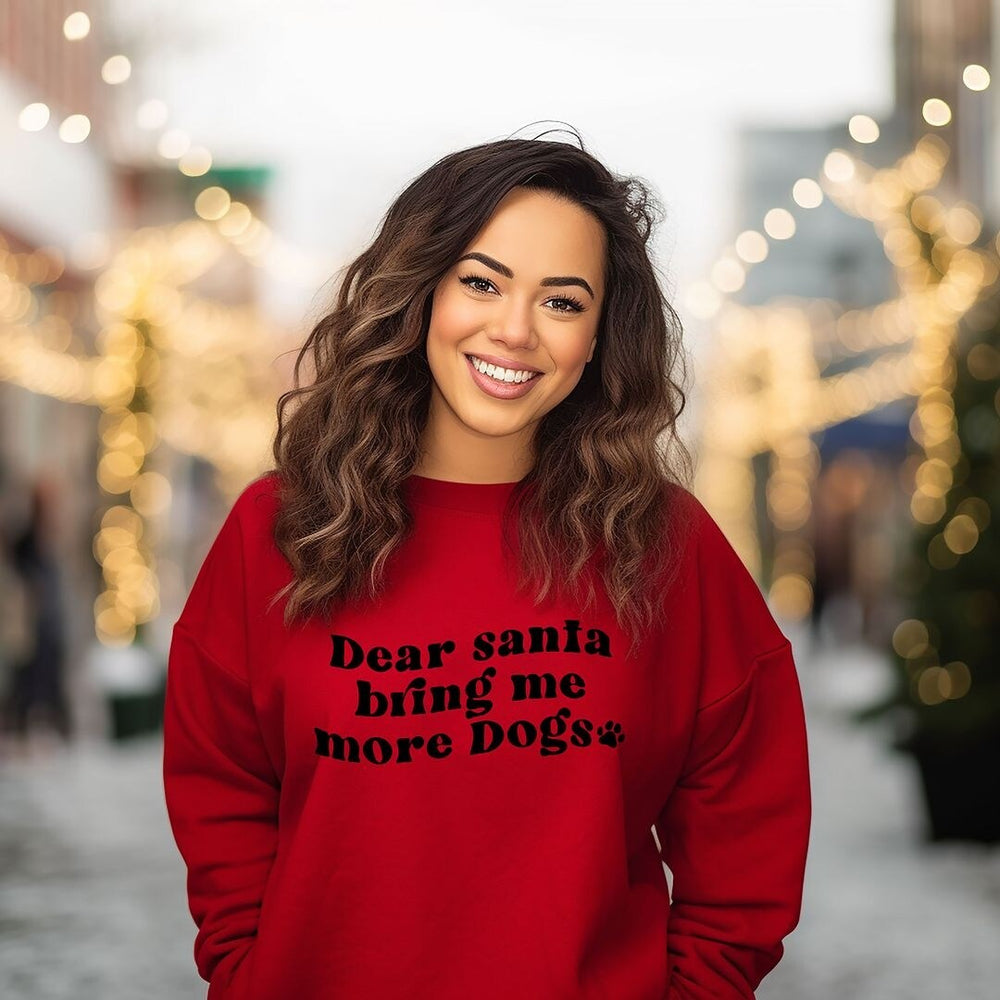 Dear Santa Bring Me More Dogs Wavy Graphic Sweatshirt