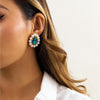 Deep Blue Teardrop Crystal Imitation Pearl Stud Earrings