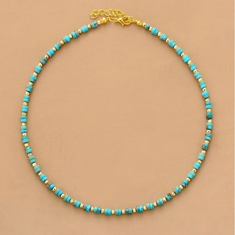 Delicate Handmade Turquoise Gemstone Necklace - White