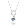 Denim Blue Swarovski Crystal Heart And Key Pendant Necklace - White