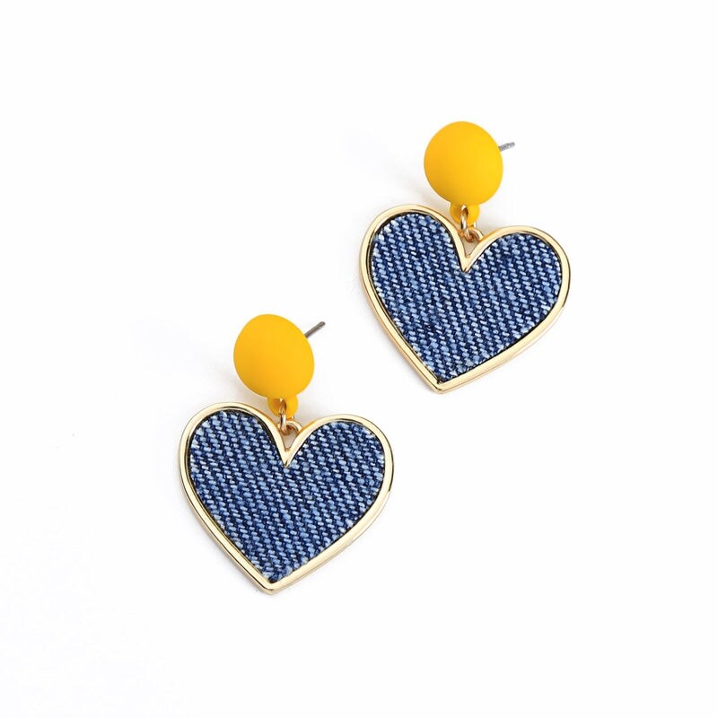 Denim Heart Earrings