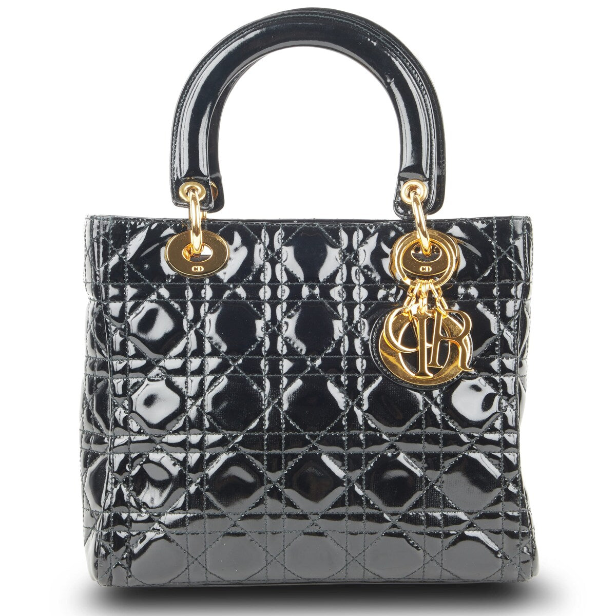 Dior Lady Dior GHW No Strap Large Cannage Pre Owned Medium