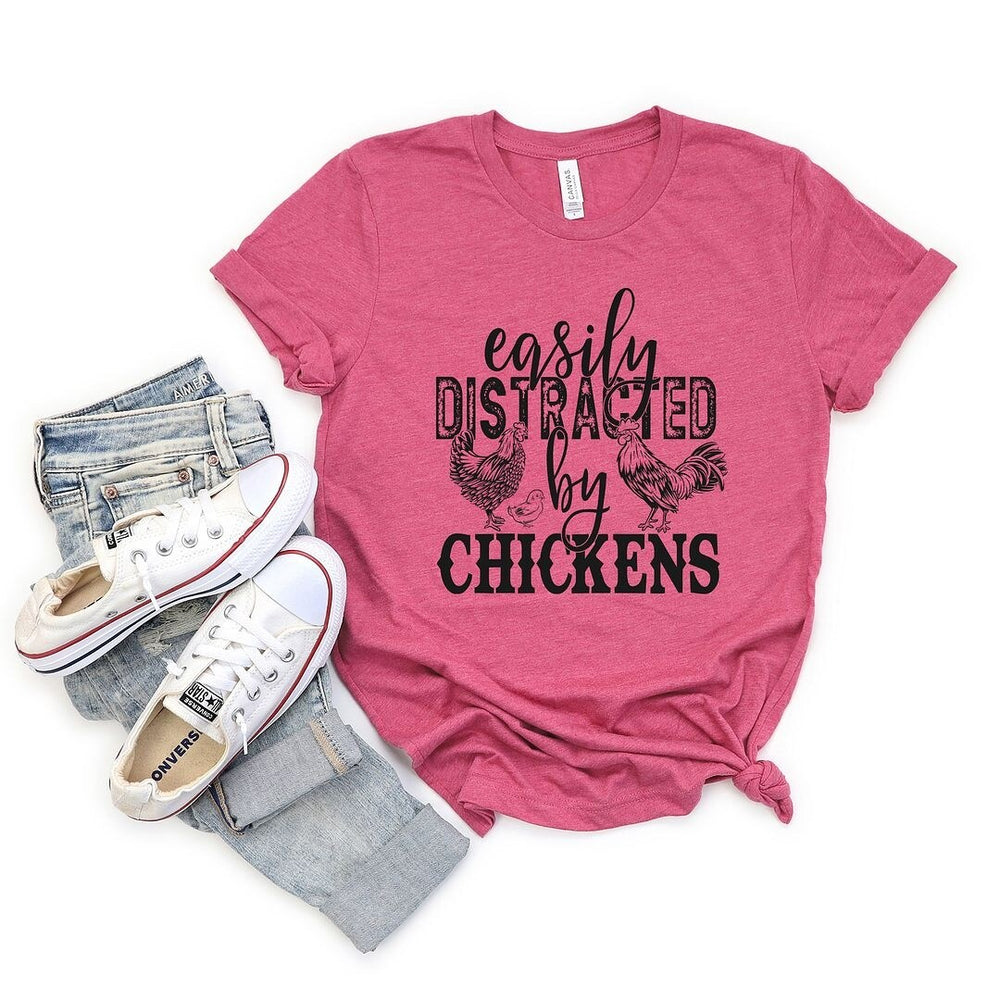 Distracted by Chickens Short Sleeve Crewnneck Tee