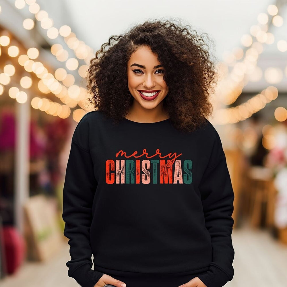 Distressed Merry Christmas Graphic Sweatshirt