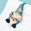 Blue Floral Gnome Brooch