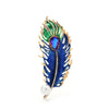 Goldtone Statement Crystal And Pearl Feather Peacock Brooch