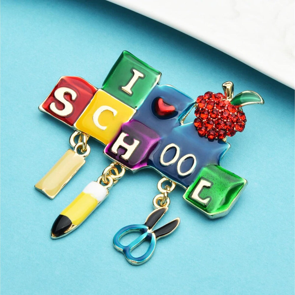 I Love School Charm Brooch