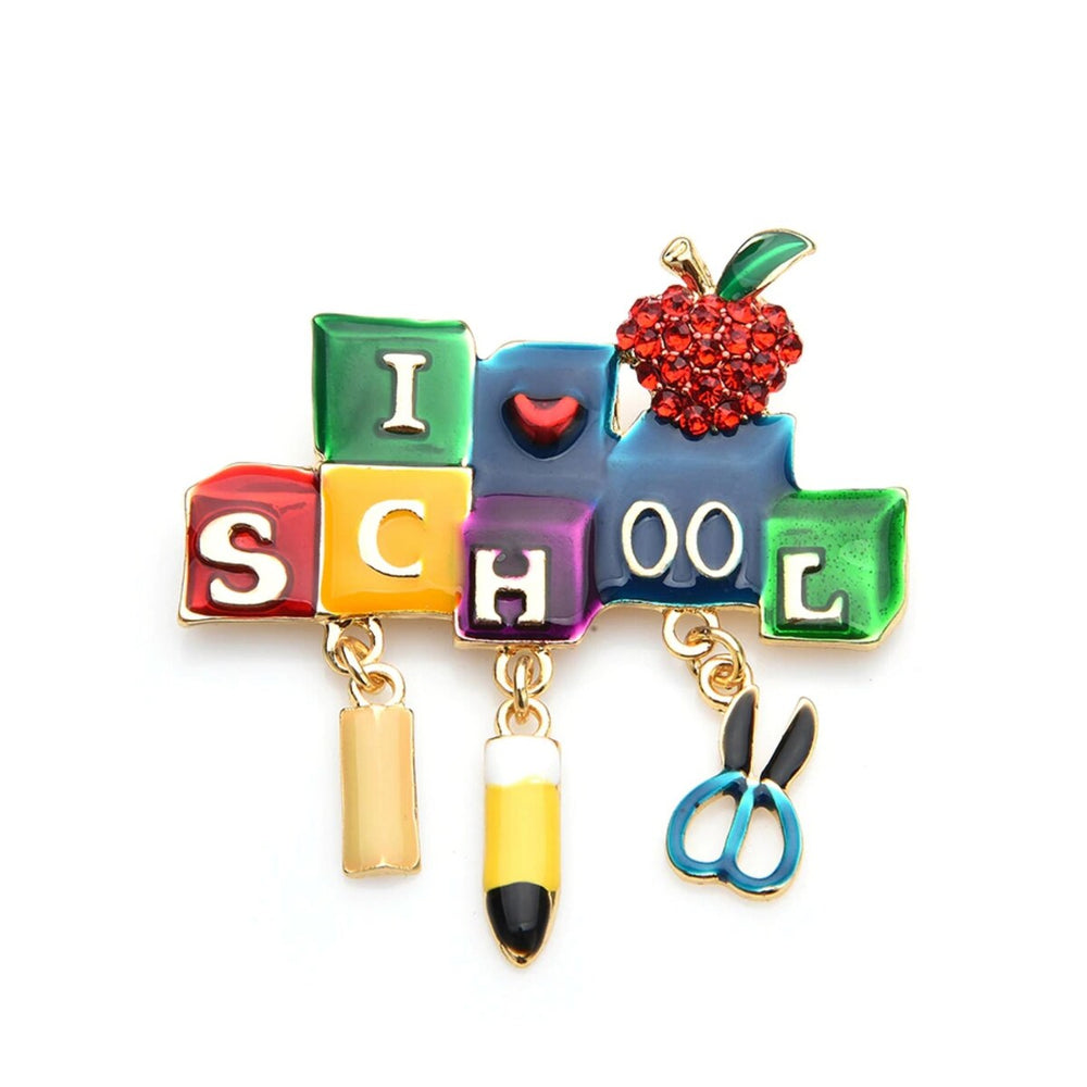 I Love School Charm Brooch