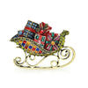 Multi Coloured Crystal Christmas Sleigh Brooch