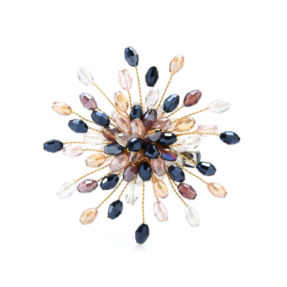 Navy & Mauve Crystal Starburst Brooch