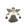 White & Black Crystal Angel Brooch