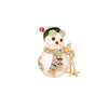 White & Crystal Skiing Snowman Brooch