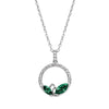 Dual Marquis Crystal Circular Pave Pendant Necklace