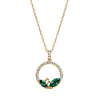 Dual Marquis Crystal Circular Pave Pendant Necklace