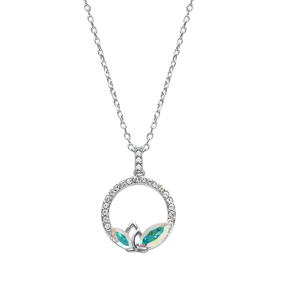 Dual Marquis Crystal Circular Pave Pendant Necklace