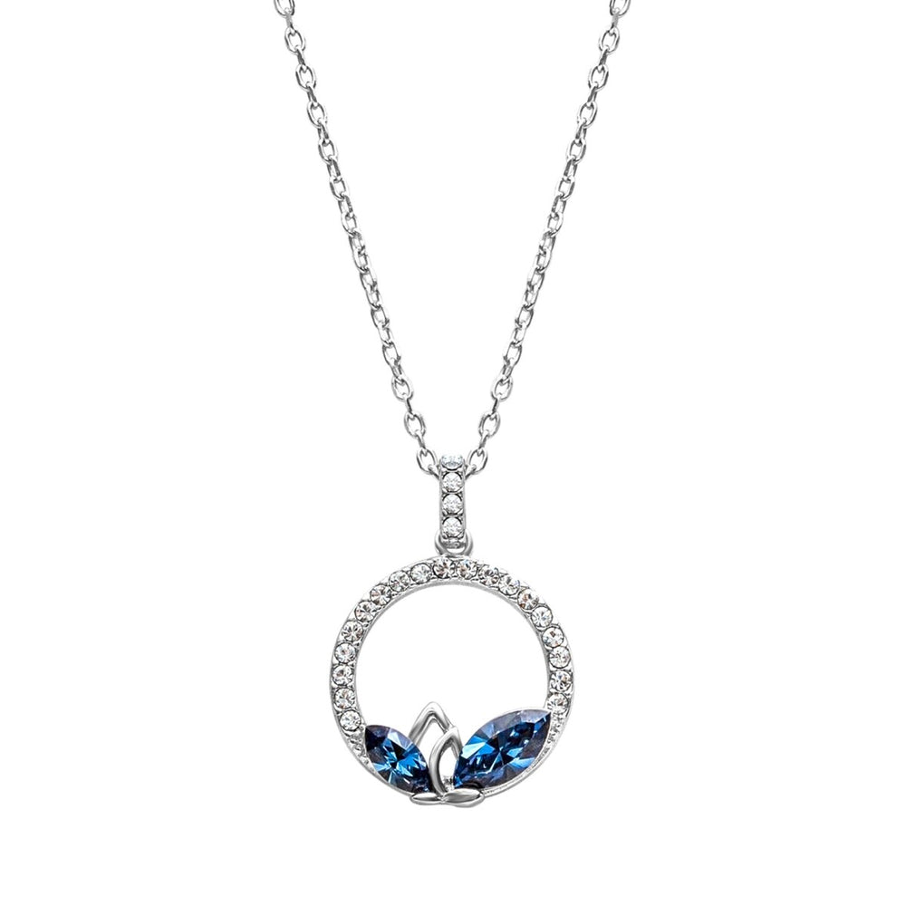 Dual Marquis Crystal Circular Pave Pendant Necklace