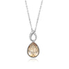 Dual Teardrop Crystal & Clear Pave Pendant Necklace - White