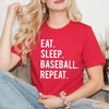 Eat Sleep Baseball Repeat Short Sleeve Crewnneck Tee