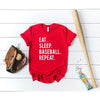 Eat Sleep Baseball Repeat Short Sleeve Crewnneck Tee