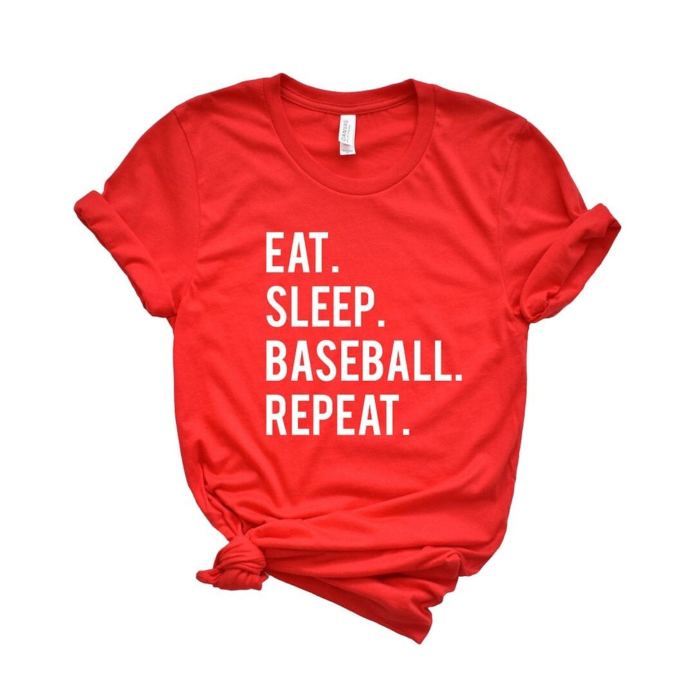 Eat Sleep Baseball Repeat Short Sleeve Crewnneck Tee