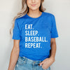 Eat Sleep Baseball Repeat Short Sleeve Crewnneck Tee