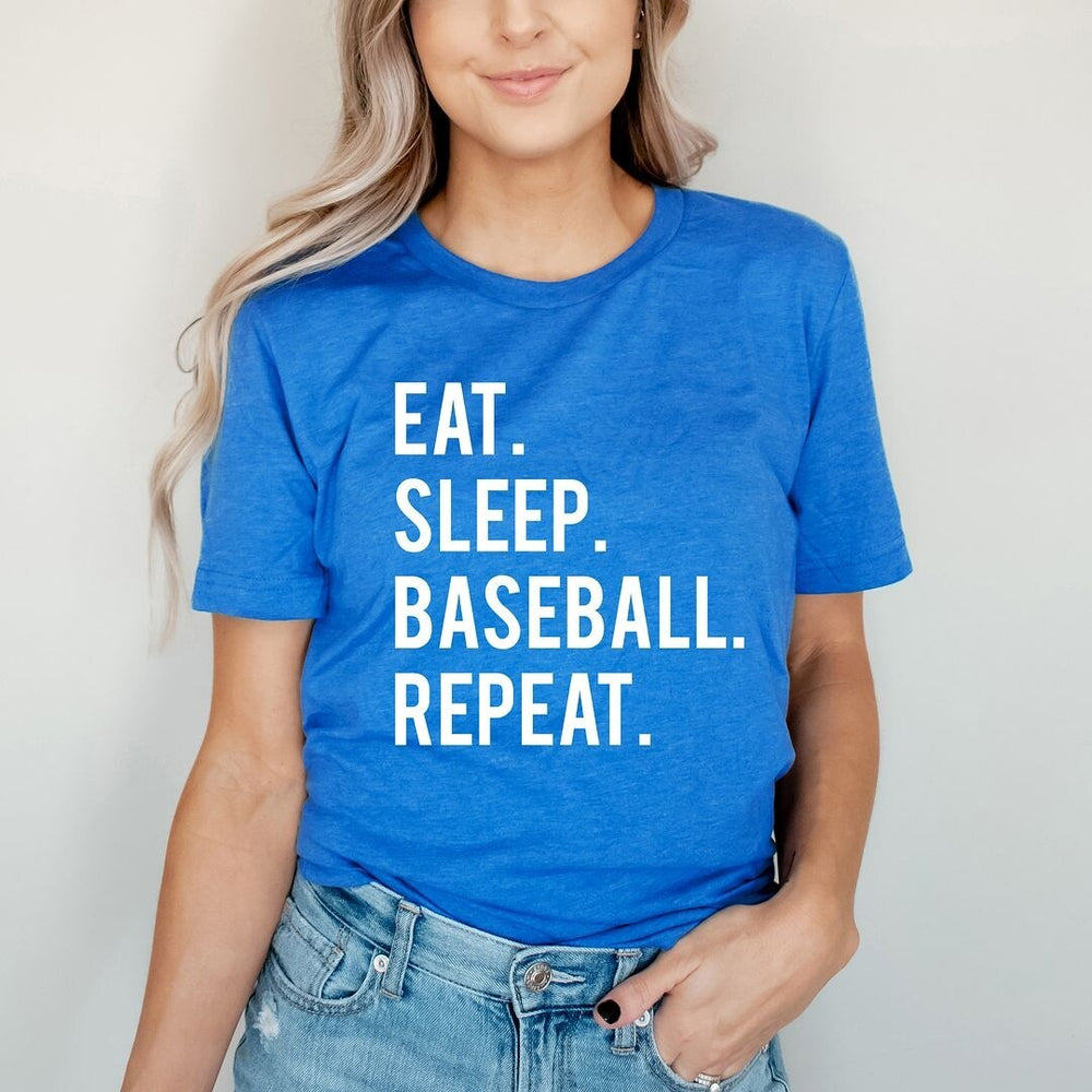 Eat Sleep Baseball Repeat Short Sleeve Crewnneck Tee