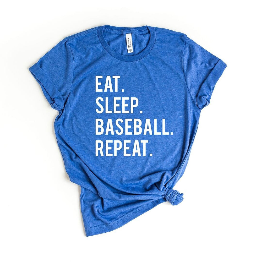 Eat Sleep Baseball Repeat Short Sleeve Crewnneck Tee