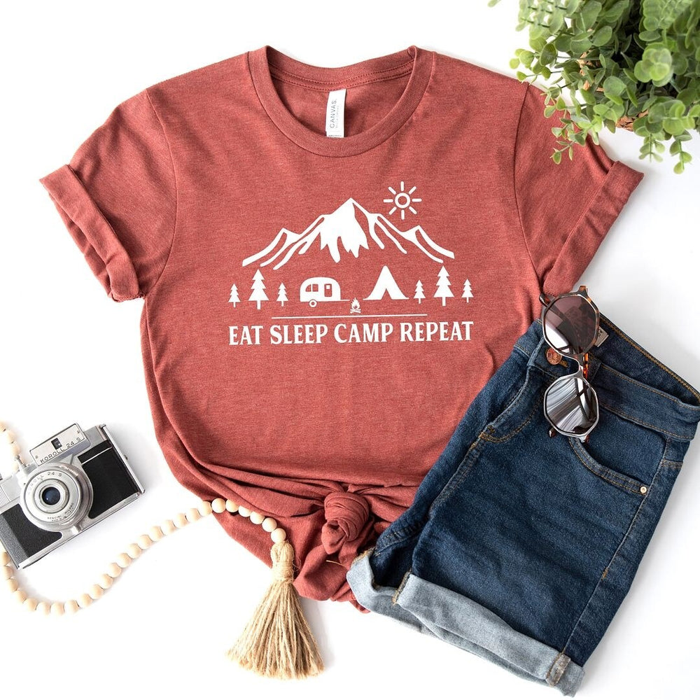 Eat Sleep Camp Repeat Short Sleeve Tee