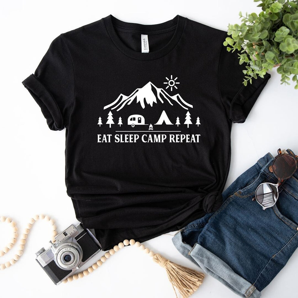 Eat Sleep Camp Repeat Short Sleeve Tee