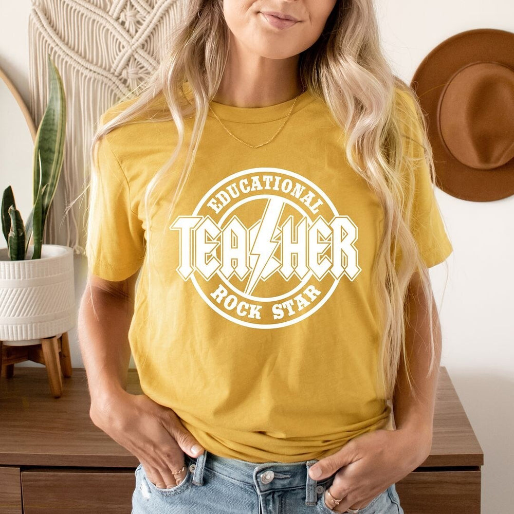 Educational Rockstar Teacher Short Sleeve Crewnneck Tee