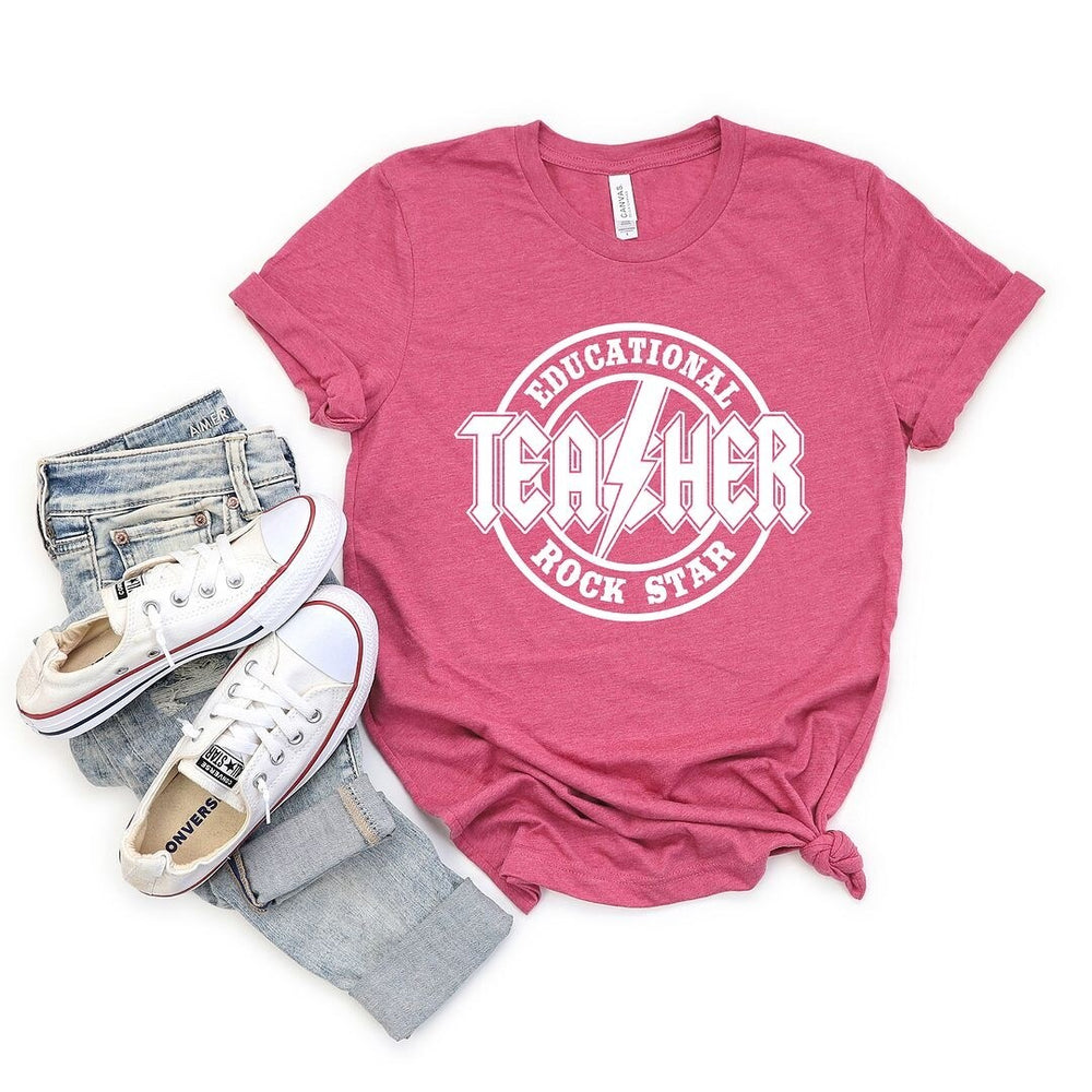 Educational Rockstar Teacher Short Sleeve Crewnneck Tee