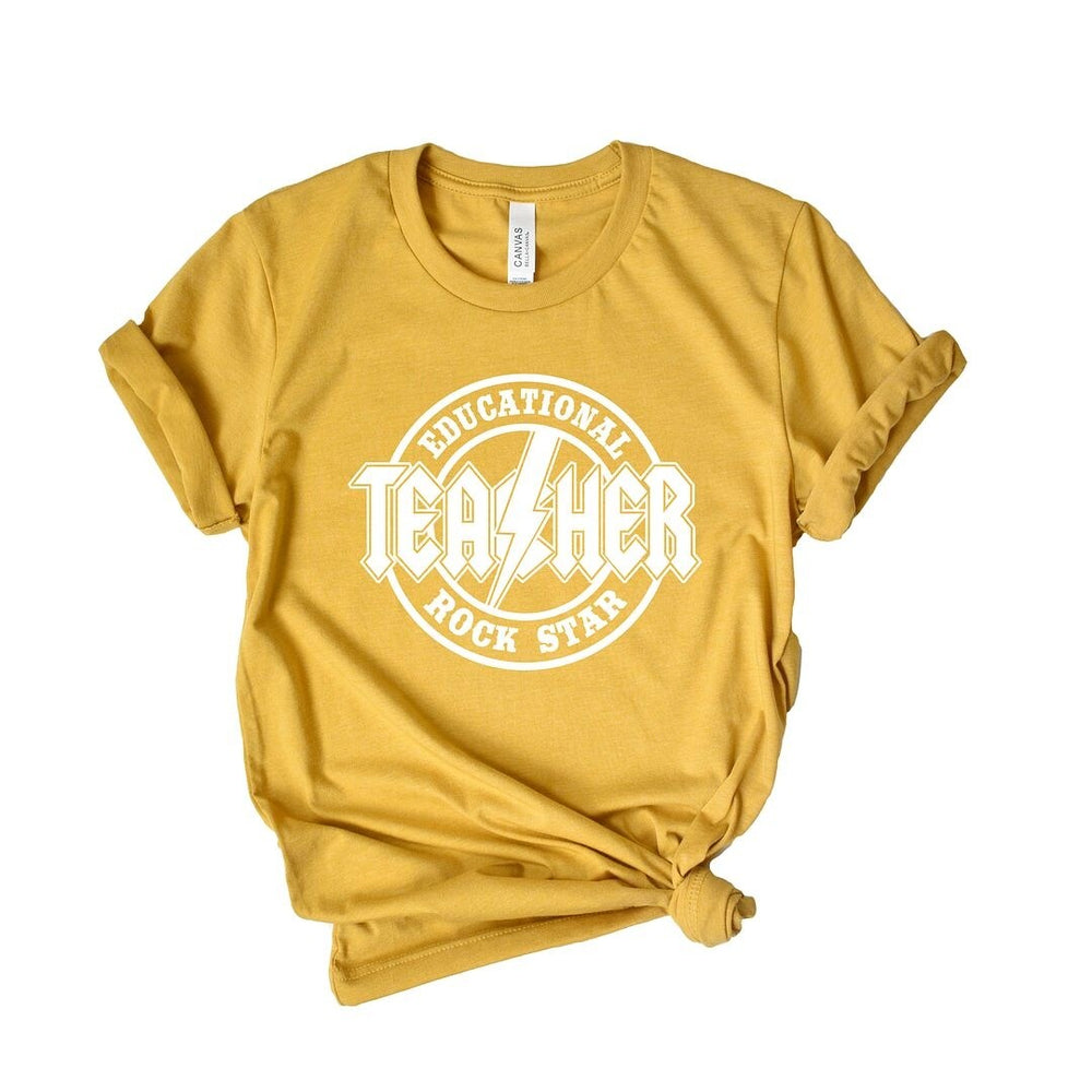 Educational Rockstar Teacher Short Sleeve Crewnneck Tee