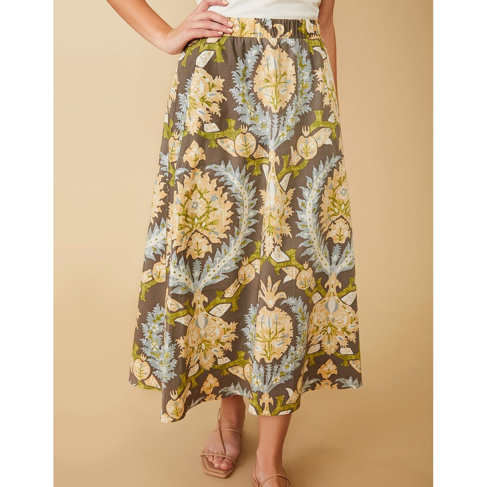 Eisley Midi Skirt Sugar Mill Damask Gray