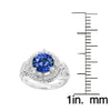 Elegant Halo Ring in Sterling Silver Natural Tanzanite and White Topaz 2.70Ct