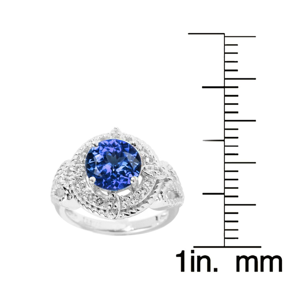 Elegant Halo Ring in Sterling Silver Natural Tanzanite and White Topaz 2.70Ct