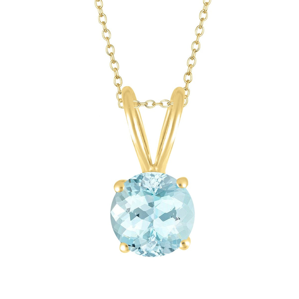 Elegant Solitaire Pendant Gold Over Sterling Silver Natural Aquamarine