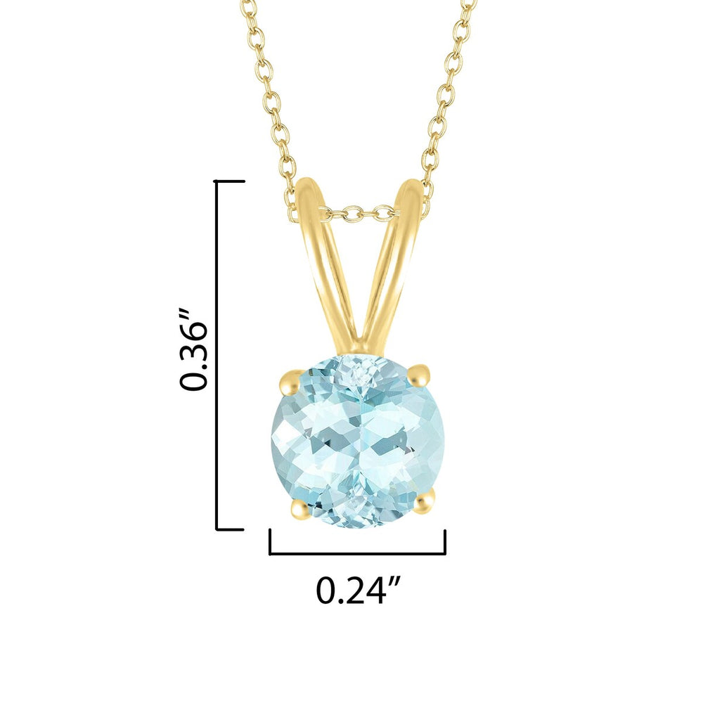 Elegant Solitaire Pendant Gold Over Sterling Silver Natural Aquamarine