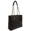 Ellen Tracy Chain Faux Smooth Leather Quilted Tote