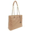 Ellen Tracy Chain Faux Smooth Leather Quilted Tote