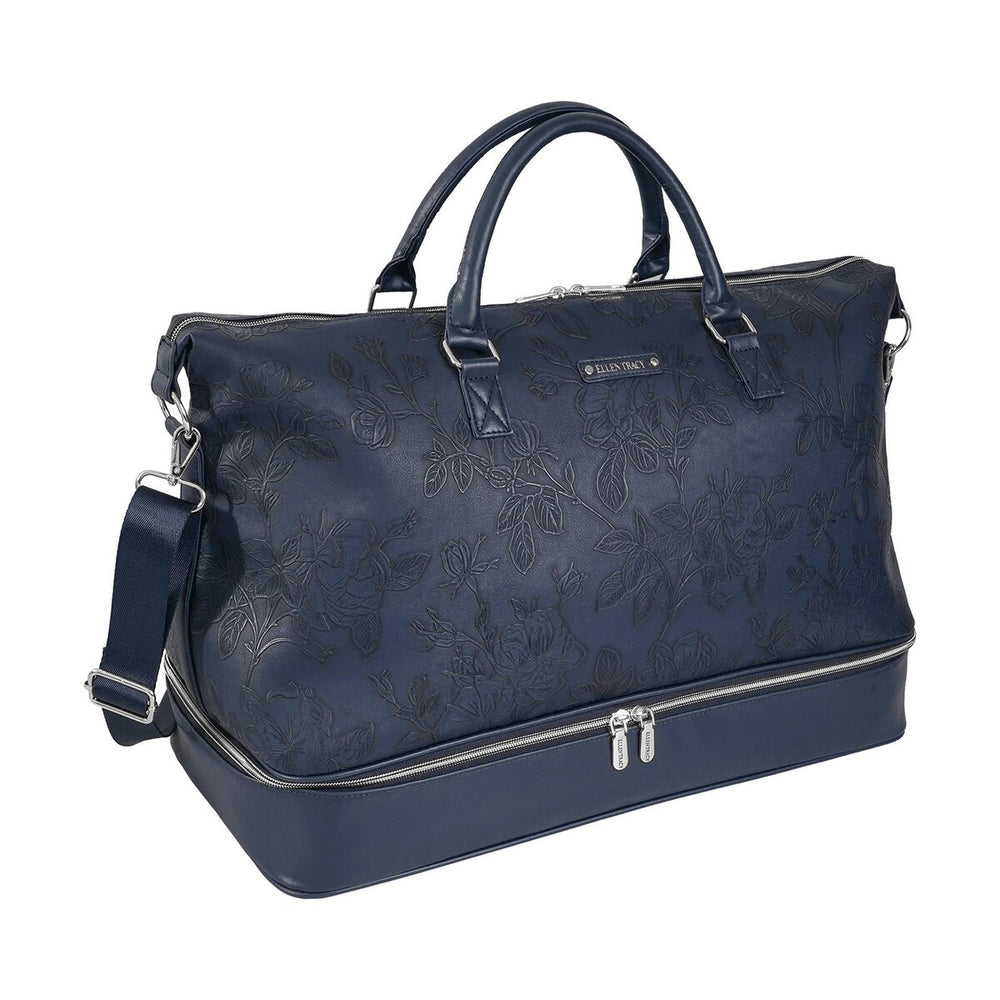 Ellen Tracy Floral Embossed Faux Leathr Duffel