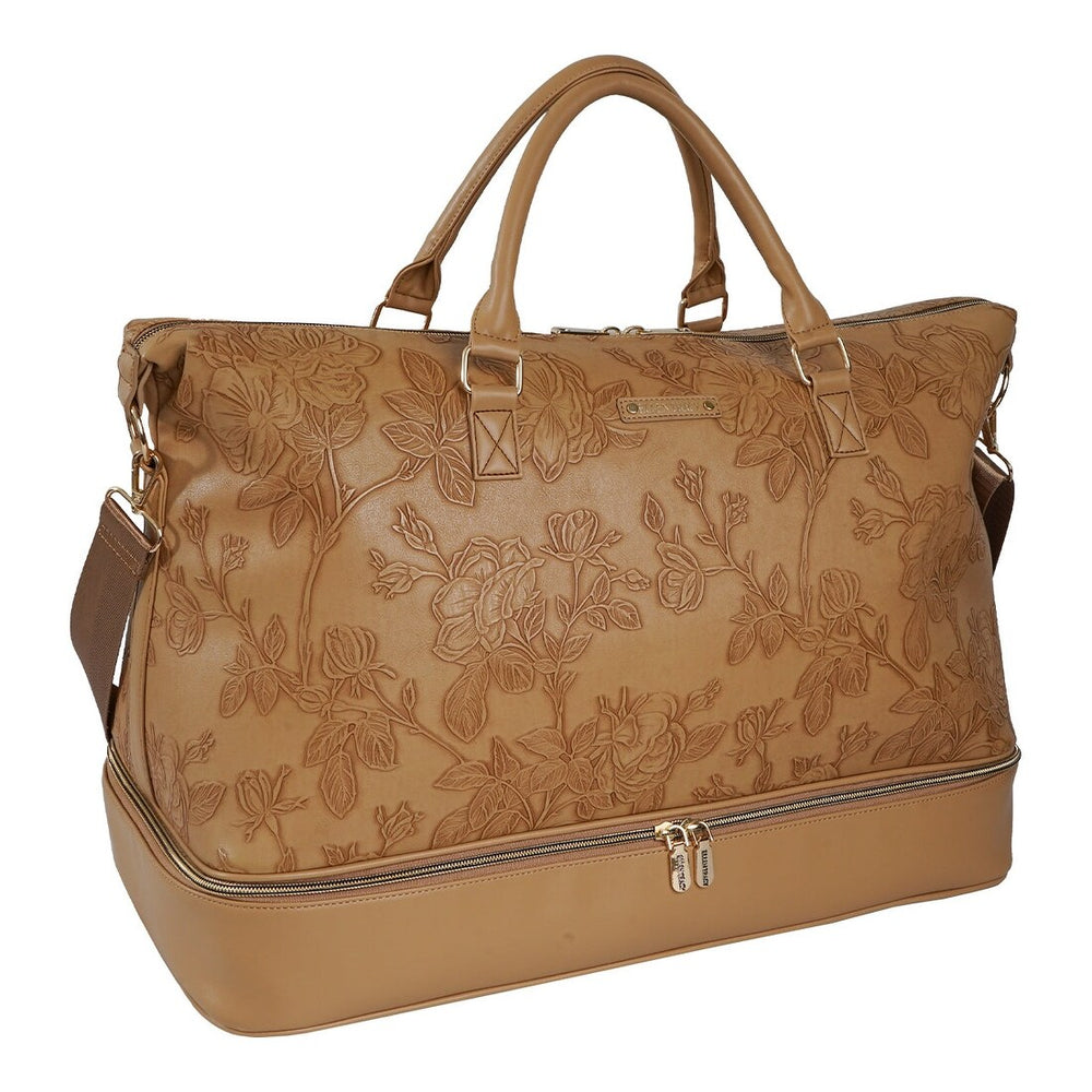 Ellen Tracy Floral Embossed Faux Leathr Duffel