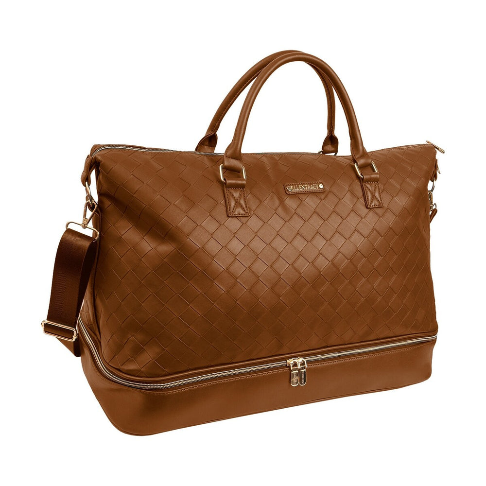 Ellen Tracy Woven Faux Leather Duffel